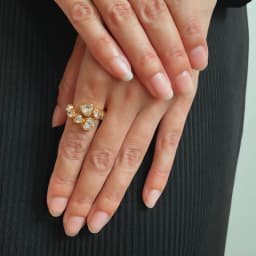 Waterproof Luxury Cubic Zirconia Heart Stainless Steel Open Ring for Women Luxury Gold Color Adjustable Charm Fashion Jewelry