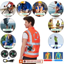 AKOOUS 6500 RPM 12V/5V USB 3-Fans Cooling Vest Air Conditioned Clothes Men Women Outdoor Work Fishing Body Cooling Jacket