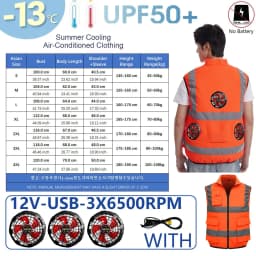 AKOOUS 6500 RPM 12V/5V USB 3-Fans Cooling Vest Air Conditioned Clothes Men Women Outdoor Work Fishing Body Cooling Jacket