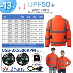 AKOOUS 6500 RPM 12V/5V USB 3-Fans Cooling Vest Air Conditioned Clothes Men Women Outdoor Work Fishing Body Cooling Jacket
