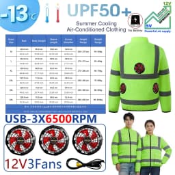 AKOOUS 6500 RPM 12V/5V USB 3-Fans Cooling Vest Air Conditioned Clothes Men Women Outdoor Work Fishing Body Cooling Jacket