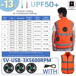 AKOOUS 6500 RPM 12V/5V USB 3-Fans Cooling Vest Air Conditioned Clothes Men Women Outdoor Work Fishing Body Cooling Jacket