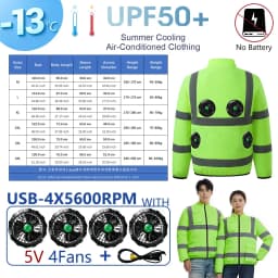 AKOOUS 6500 RPM 12V/5V USB 3-Fans Cooling Vest Air Conditioned Clothes Men Women Outdoor Work Fishing Body Cooling Jacket