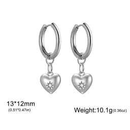Skyrim Heart Star Shell Flower Clear Zircon Drop Earring Stainless Steel Gold Color Minimalist Hoop Earrings Women Jewelry Gift