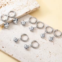 Skyrim Heart Star Shell Flower Clear Zircon Drop Earring Stainless Steel Gold Color Minimalist Hoop Earrings Women Jewelry Gift