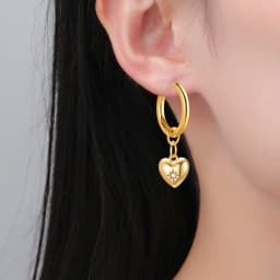 Skyrim Heart Star Shell Flower Clear Zircon Drop Earring Stainless Steel Gold Color Minimalist Hoop Earrings Women Jewelry Gift