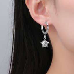 Skyrim Heart Star Shell Flower Clear Zircon Drop Earring Stainless Steel Gold Color Minimalist Hoop Earrings Women Jewelry Gift