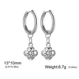 Skyrim Heart Star Shell Flower Clear Zircon Drop Earring Stainless Steel Gold Color Minimalist Hoop Earrings Women Jewelry Gift