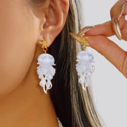 Vacation Sweet Drop Earrings For Women Starfish Gradient Jellyfish Acrylic Lightweight Beachwear Jewelry