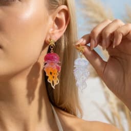 Vacation Sweet Drop Earrings For Women Starfish Gradient Jellyfish Acrylic Lightweight Beachwear Jewelry