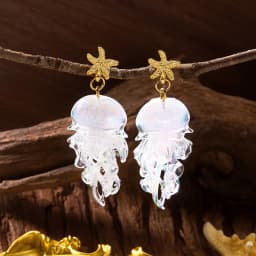 Vacation Sweet Drop Earrings For Women Starfish Gradient Jellyfish Acrylic Lightweight Beachwear Jewelry