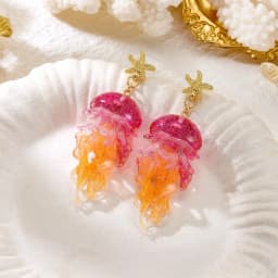 Vacation Sweet Drop Earrings For Women Starfish Gradient Jellyfish Acrylic Lightweight Beachwear Jewelry