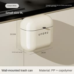 9L/12L DIY Cream-Colored Wall-mounted Kitchen Trash Can with Lid for Food Waste and Bathroom No Bending High Appearance Level
