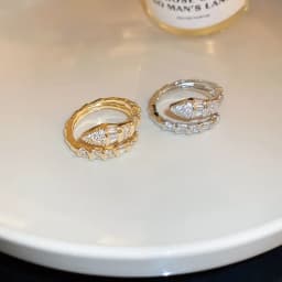 Versatile Fashion Trendy Snake Shaped Opening Rings for Women High-end Exquisite Zircon Adjustable Rings Jewelry Accessories