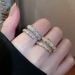Versatile Fashion Trendy Snake Shaped Opening Rings for Women High-end Exquisite Zircon Adjustable Rings Jewelry Accessories