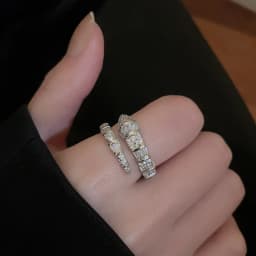 Versatile Fashion Trendy Snake Shaped Opening Rings for Women High-end Exquisite Zircon Adjustable Rings Jewelry Accessories