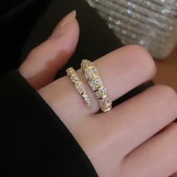 Versatile Fashion Trendy Snake Shaped Opening Rings for Women High-end Exquisite Zircon Adjustable Rings Jewelry Accessories