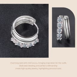 WOSTU Double-layer Moissanite Huggies Earrings For Women , 925 Sterling Silver 18K Gold Diamond Cut Sparkling Circle Earrings
