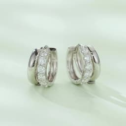 WOSTU Double-layer Moissanite Huggies Earrings For Women , 925 Sterling Silver 18K Gold Diamond Cut Sparkling Circle Earrings