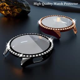 Glass+Case for samsung Galaxy watch 6 4 5 44mm 40mm 44 accessoires Bling Diamond PC bumper+Screen protector watch6 watch4 Cover