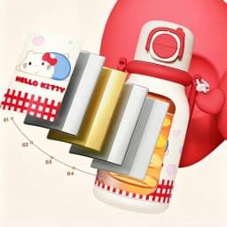 X&W640ML Stainless Steel Kawaii Sanrio Hello Kitty Insulated Water Bottle Straw Cup Vacuum Cup Portable Outdoor Ice Bucket