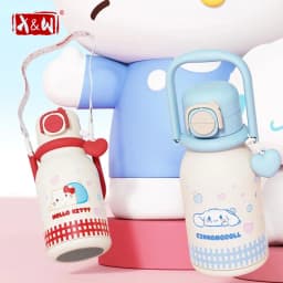 X&W640ML Stainless Steel Kawaii Sanrio Hello Kitty Insulated Water Bottle Straw Cup Vacuum Cup Portable Outdoor Ice Bucket