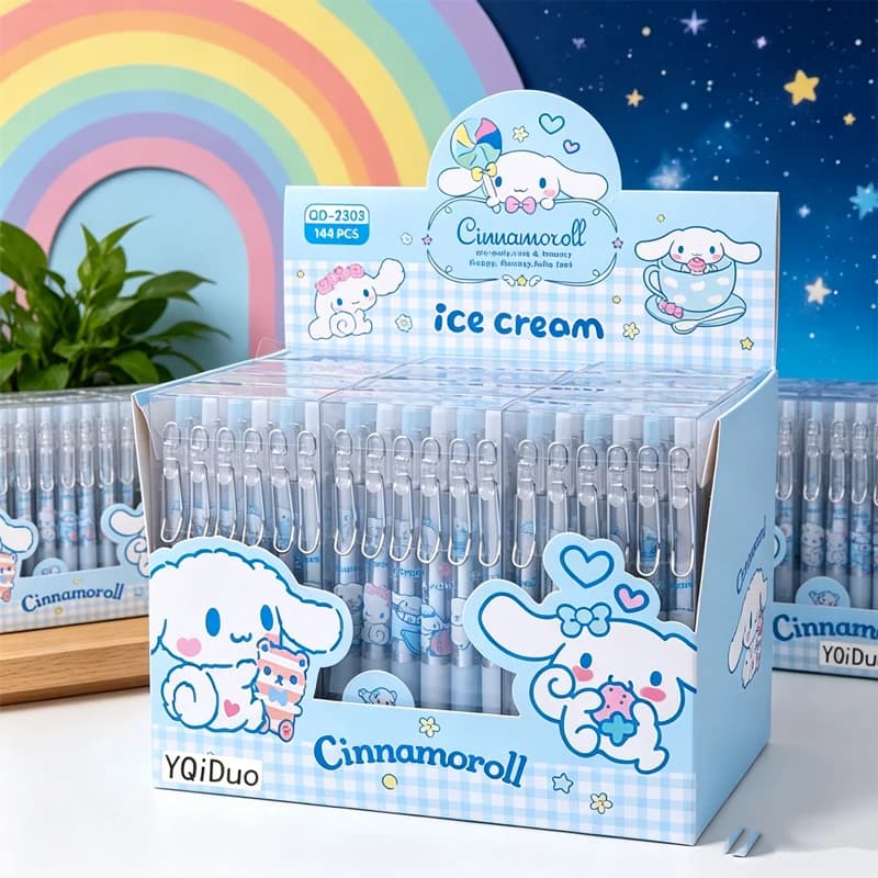 6-12Pcs Genuine Sanrio Series  0.5MM Gel Pens Kawaii Cinnamoroll Kuromi Black Pen Student Stationery Supplies School Gifts