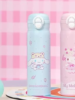 X&W Sanrio 500mL Vacuum Cup Insulated Coffee Mug Kuromi Thermos Cup 316 Stainless Steel Double Drinking Straw Cup Water Bottles