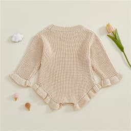 Baby Clothes Newborn Baby Rompers Cotton Knit Baby Girl Romper Long Sleeve Ruffle Trim Infant Baby Boys Jumpsuit Overalls
