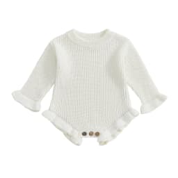 Baby Clothes Newborn Baby Rompers Cotton Knit Baby Girl Romper Long Sleeve Ruffle Trim Infant Baby Boys Jumpsuit Overalls