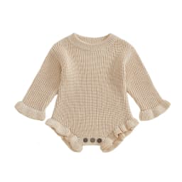 Baby Clothes Newborn Baby Rompers Cotton Knit Baby Girl Romper Long Sleeve Ruffle Trim Infant Baby Boys Jumpsuit Overalls