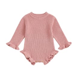 Baby Clothes Newborn Baby Rompers Cotton Knit Baby Girl Romper Long Sleeve Ruffle Trim Infant Baby Boys Jumpsuit Overalls
