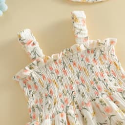 3-18M Baby Girl Summer Outfits Sleeveless Bow/Floral Print Skirt Romper with Hat Set Newborn Clothes