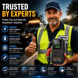 PAIVIROKU 4-IN-1 Car Jump Starter with Air Compressor 5000APeak Auto Battery Booster 150PSI Air Pump Power Bank Tire Inflator