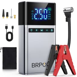 BRPOM 26800mAh Portable Car Starter with Air Compressor 180 PSI 6000A Starter 12V Car Battery Starter Box Car Battery Jumper Starter