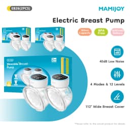 MAMIJOY 2PCS Wearable Electric Breast Pumps 4 Modes&12 Levels Hands Free Breast Pump 40dB Low Noise Free 19/24mm Flange DEB26D