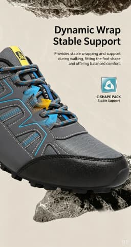 Men's Casual Shoes,Anti-Collision Toe Hiking Sports Shoes,Breathable And Non-Slip,All-terrain Camping Mountain Walking Shoes
