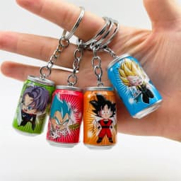 4Pcs/Set Dragon Ball Anime Keychain Son Goku Kakarotto Vegeta Trunks Cartoon Keychain Cans Figure Toys Fans Birthday Gifts