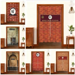 Harryy Potters 9 3/4 Train Platform Brick Wall Photography Backdrop Magic School Door Hanging Banner Half-Curtain Baby Portrait