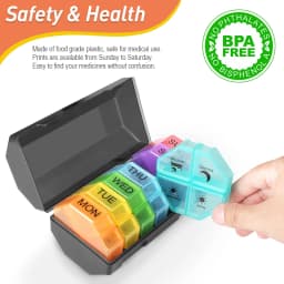 Pill Organizer 4 Compartments 7 Days Portable Travel Weekly Tablet Drug Case for Vitamin Medicine Dispenser Pills Storage Box