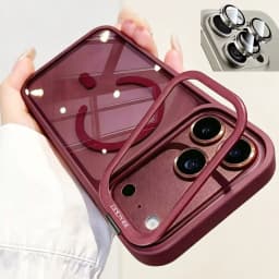 Luxury Bracket Stand Magnetic Phone Case for iPhone 18 Pro 17 16 Plus 15 14 13 12 Pro Max With Lens Protector Cover for Magsafe