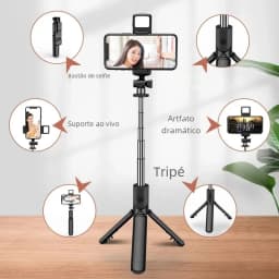 FANGTUOSI Phone Selfie Stick Tripod Bluetooth Remote Wireless Selfi Stick Phone Holder With Beauty LED Fill Light
