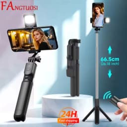 FANGTUOSI Phone Selfie Stick Tripod Bluetooth Remote Wireless Selfi Stick Phone Holder With Beauty LED Fill Light