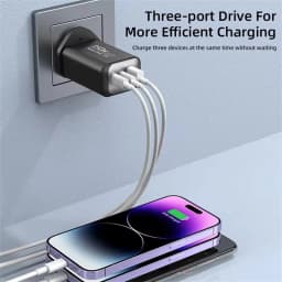 Lenovo 150W 3-Port Fast Charger PD QC3.0 Wall Charger USB-C Adapter For iPhone Samsung Xiaomi Multi Plug EU/US/UK Charger