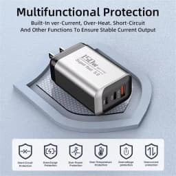 Lenovo 150W 3-Port Fast Charger PD QC3.0 Wall Charger USB-C Adapter For iPhone Samsung Xiaomi Multi Plug EU/US/UK Charger
