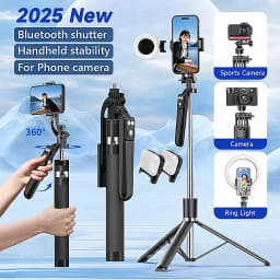 MEUYAG 170cm 360° Rotation Selfie Stick with Wireless Bluetooth Extended Tripod with Remote Shutter for Smartphone Android iOS