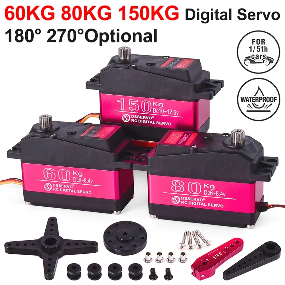 RC Steering Servo High Torque Servo Waterproof 60Kg 80Kg 150Kg 1/5 1/6 Servo HV Metal Digital for HPI Baja 5B SS RC Car