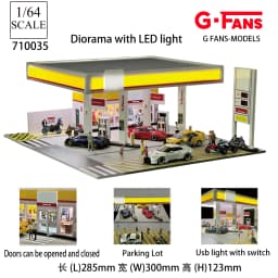 G Fans 1/64 Scale Diecast Car Garage Diorama Model Miniature Parking Lot Scene for Vehicle Display and Toy Background Collection