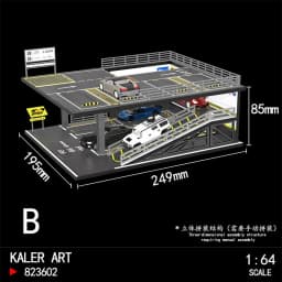 1/64 Scale Car Parking Lot Realistic Miniatures Garage Diorama Scenery Models Car Repair Shop Scene Display Car Garage Model Set