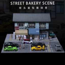 1/64 Scale Car Parking Lot Realistic Miniatures Garage Diorama Scenery Models Car Repair Shop Scene Display Car Garage Model Set